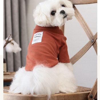 Кучета Плетен пуловер Едноцветна долна риза с висока яка Есен Пролет Теди Чихуахуа Домашен любимец Нови дрехи