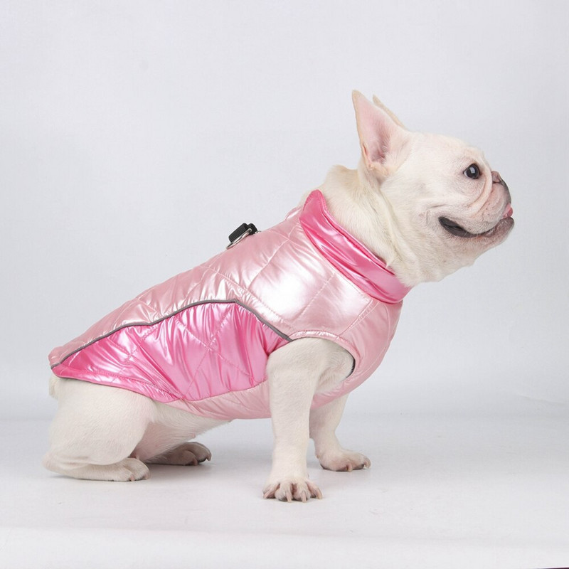 Jachetă din fleece reflectorizant, caldă, cu fermoar, pentru câini, cu lesă dublă cu inel în D, pulover pentru câini de talie mică, impermeabil, haine pentru câini de talie mică