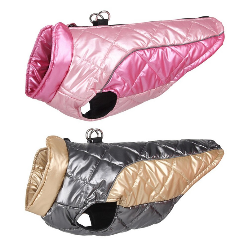 Jachetă din fleece reflectorizant, caldă, cu fermoar, pentru câini, cu lesă dublă cu inel în D, pulover pentru câini de talie mică, impermeabil, haine pentru câini de talie mică