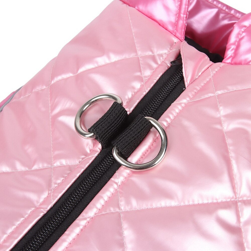 Jachetă din fleece reflectorizant, caldă, cu fermoar, pentru câini, cu lesă dublă cu inel în D, pulover pentru câini de talie mică, impermeabil, haine pentru câini de talie mică