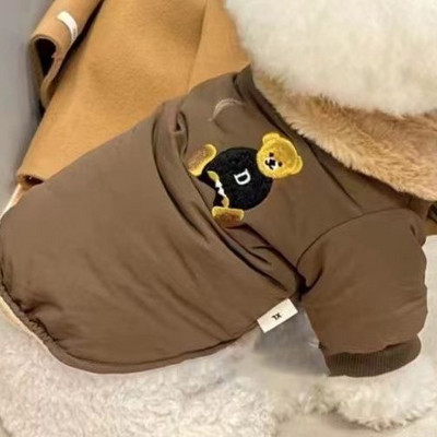 Pet Φθινοπωρινό χειμωνιάτικο παλτό με γούνινο γιακά με χοντρό σκύλο Pomeranian Small Puppy Yorkshire Schnauzer Teddy Bear Ρούχα για μικρά σκυλιά