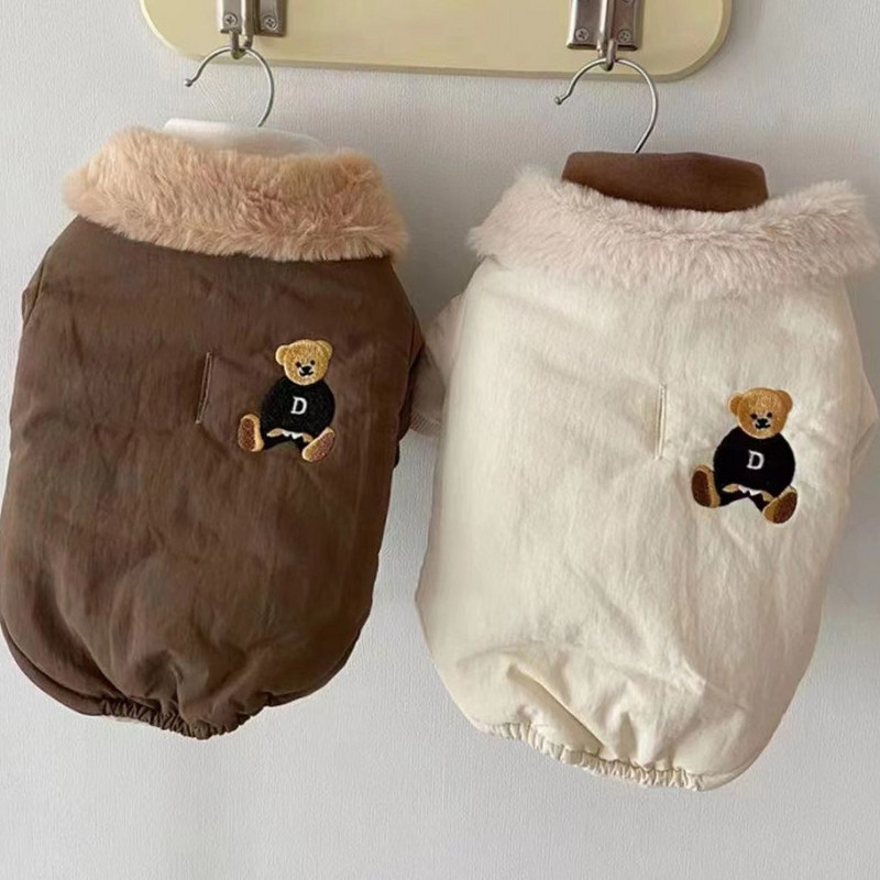 Pet Φθινοπωρινό χειμωνιάτικο παλτό με γούνινο γιακά με χοντρό σκύλο Pomeranian Small Puppy Yorkshire Schnauzer Teddy Bear Ρούχα για μικρά σκυλιά