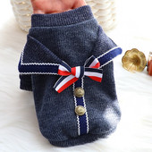 Jarné oblečenie pre psov v kórejskom štýle, dvojdielne tričká s motýľovou mašľou a sveterom pre psov