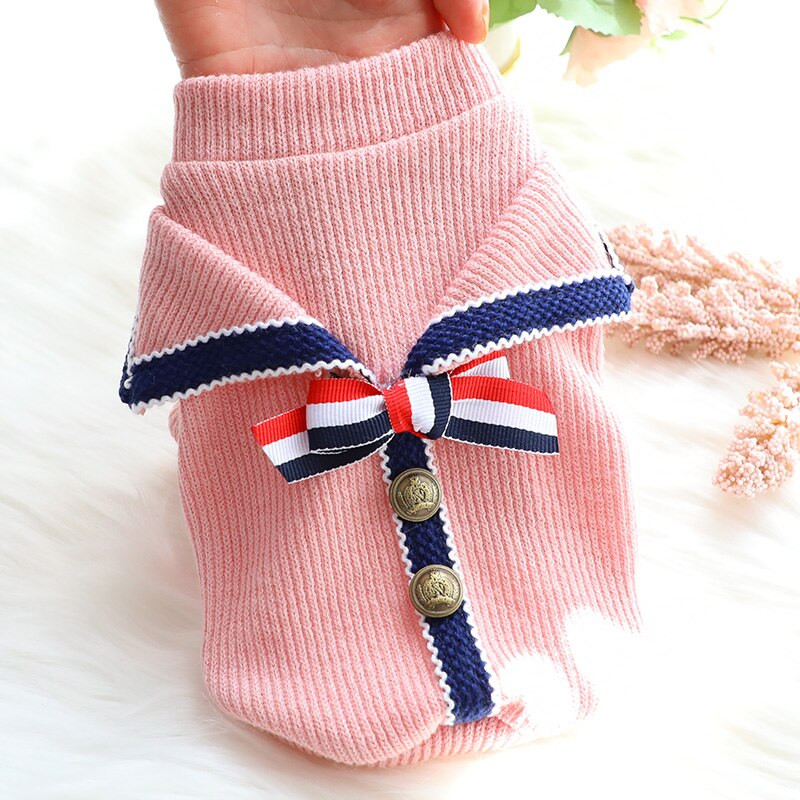 Jarné oblečenie pre psov v kórejskom štýle, dvojdielne tričká s motýľovou mašľou a sveterom pre psov