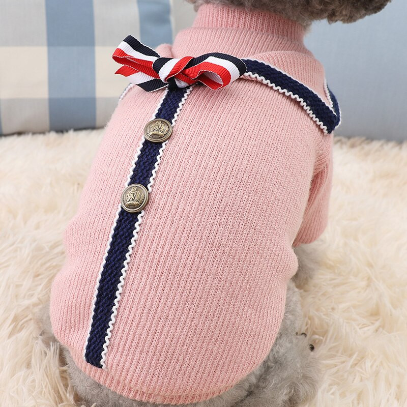 Jarné oblečenie pre psov v kórejskom štýle, dvojdielne tričká s motýľovou mašľou a sveterom pre psov