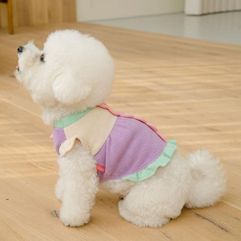 Зимна сладка летяща рокля за кученце с летящ ръкав Тънки дрехи за домашни любимци Есен и зима Топъл пуловер Теди Риза с дъно Модни дрехи за кучета