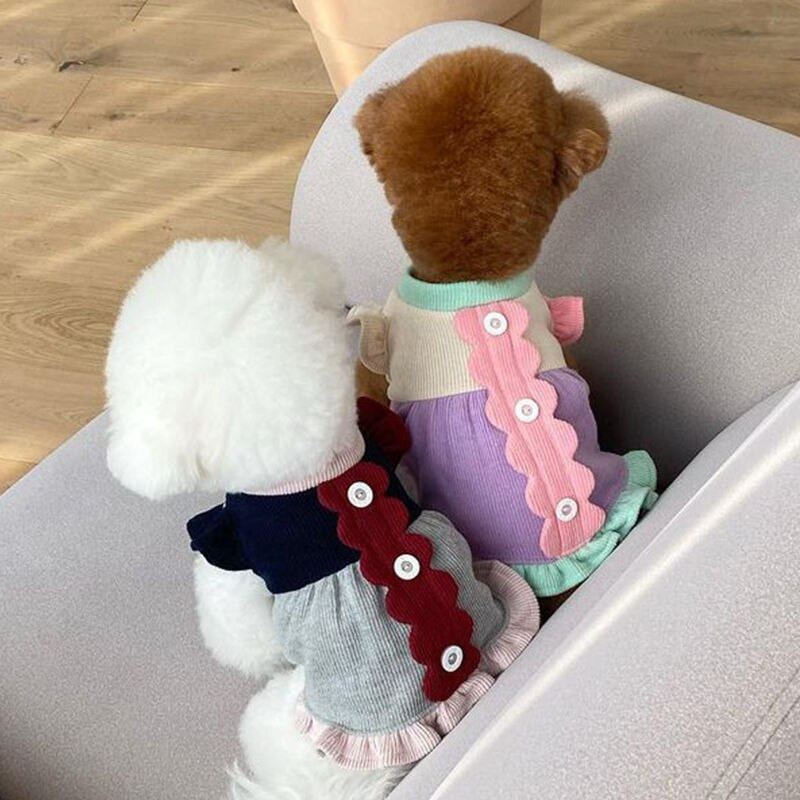Iarnă drăguță cu mânecă zburătoare rochie pentru cățeluș Haine subțiri pentru animale de companie Toamnă și iarnă Pulover cald Cămașă cu fundul de pluș Haine pentru câini la modă