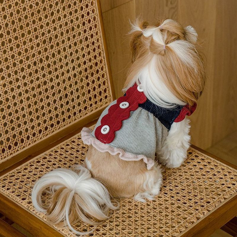 Iarnă drăguță cu mânecă zburătoare rochie pentru cățeluș Haine subțiri pentru animale de companie Toamnă și iarnă Pulover cald Cămașă cu fundul de pluș Haine pentru câini la modă