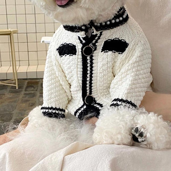 Πλεκτό πουλόβερ Ρούχα για σκύλους για κατοικίδια πολυτελή βαμβάκι για σκύλους Ρούχα γάτα Μικρό μαύρο λευκό χαριτωμένο φθινόπωρο χειμερινή μόδα αγόρι Γιορκσάιρ