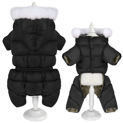 Oblečenie pre malých psov, zimná teplá nepremokavá bunda pre psov, mikiny s kapucňou, zahusťovacia kombinéza pre domáce zvieratá, 4-nohová bunda pre dievčatá a chlapcov