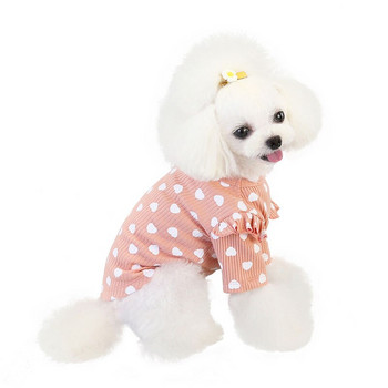 Ново облекло със сърце на куче Пролет Есен Риза с дъно за домашни любимци Облекло със сърце на любов за малко средно кученце Чихуахуа Йоркширско куче Ши