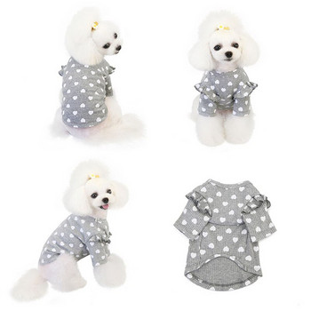 Νέα ρούχα με καρδιά για σκύλους Ανοιξιάτικο φθινόπωρο πουκάμισο με κάτω μέρος για κατοικίδια Love Heart ρούχα για μικρό μεσαίο κουτάβι Chihuahua Yorkshire Shih Dog