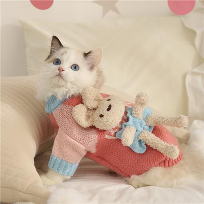 Urs Pulover Haine pentru câini Desen animat Îmbrăcăminte caldă Câini Super Mici Drăguț Chihuahua Îngroșa Toamna Iarnă Roz Mascote pentru băieți