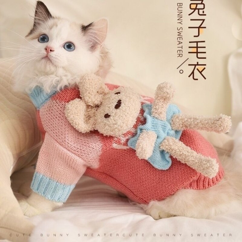 Urs Pulover Haine pentru câini Desen animat Îmbrăcăminte caldă Câini Super Mici Drăguț Chihuahua Îngroșa Toamna Iarnă Roz Mascote pentru băieți