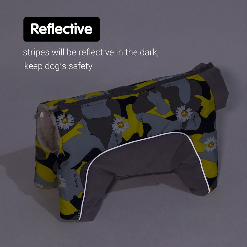Zimné oblečenie pre psov, nepremokavá bunda pre malých psov, reflexná extra teplá snežná kombinéza s plným krytím brucha pre chlapcov/dievčatá