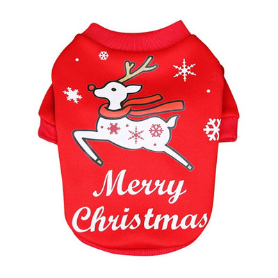 Kalėdiniai šunų rūbai Mažo šuns rudens/žiemos šilti rūbai Spaudos kalėdinis briedžio paltas mažiems šunims