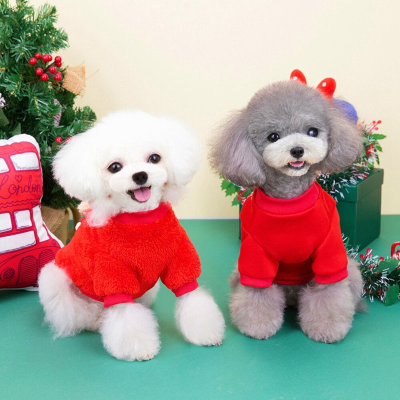 Kalėdiniai šunų rūbai Mažo šuns rudens/žiemos šilti rūbai Spaudos kalėdinis briedžio paltas mažiems šunims