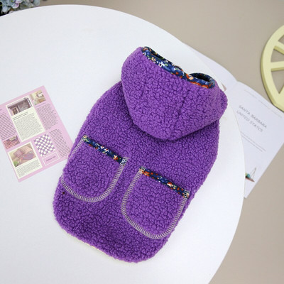 Lilla rohelised värvid soojad kahe jalaga koerte riided sügiseks ja talveks Uusimad puuvillase polsterdatud riided lemmikloomadele Fliisist koerajoped