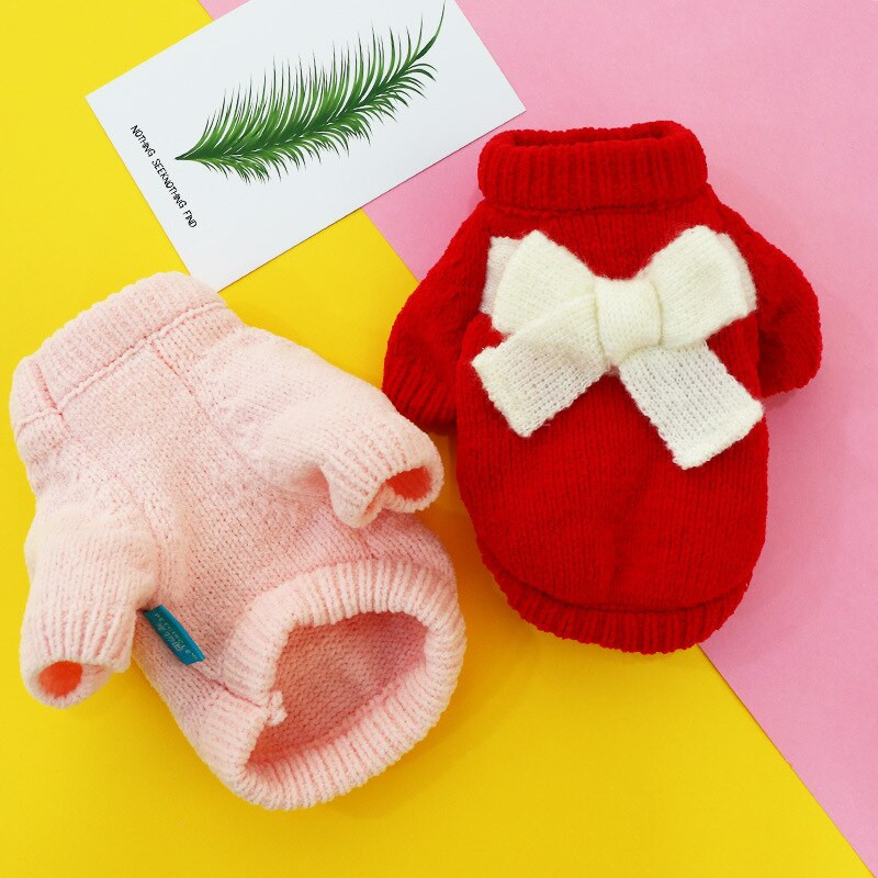 Jesenné/zimné oblečenie pre šteniatka a psov, sveter s mašľou, zahusťovacia bunda s plyšovým vzorom, bišon, hiromi a mačacími kúskami.