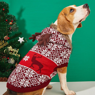 Reindeer Dog Hoodie Winter Christmas Dog Coat Jacket Velvet Fleece Fit for Puppy Dog Chihuahua Yorkshire Poodle Maltese Puppy