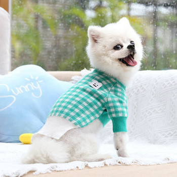 Καρό πουλόβερ για σκύλους Ζεστά ρούχα για κατοικίδια Καρό πουκάμισο για μικρά μεσαία σκυλιά Ρούχα πλέξιμο για κουτάβι Στολή Chihuahua γαλλικό μπουλντόγκ