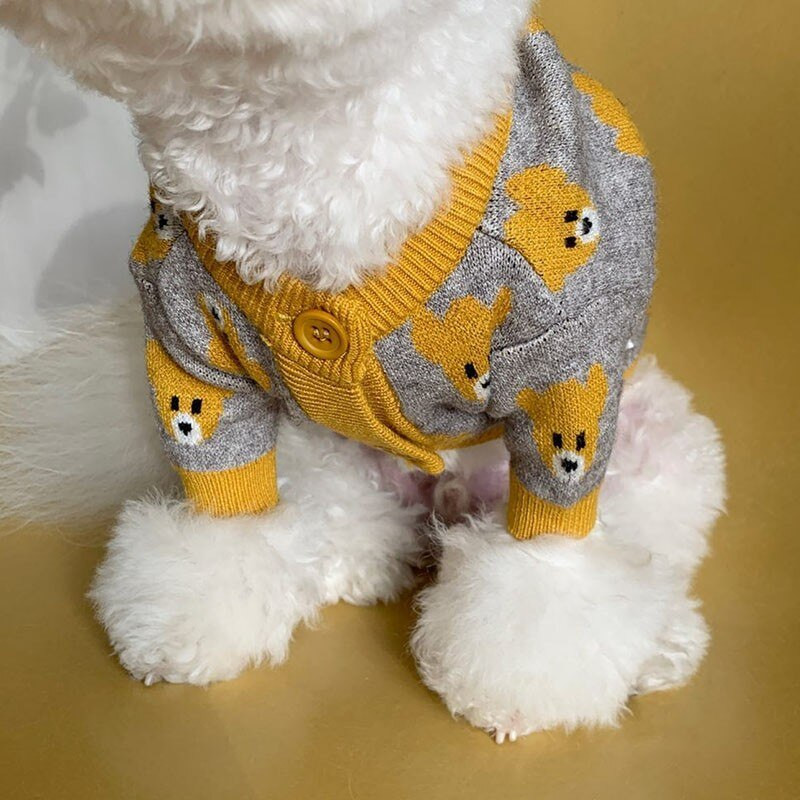 Roztomilý medvedí sveter s kapucňou, jeseň/zima, oblečenie pre psov, gombík, sveter s kapucňou pre psov pre malé a stredné psy, buldog, Yorkshire