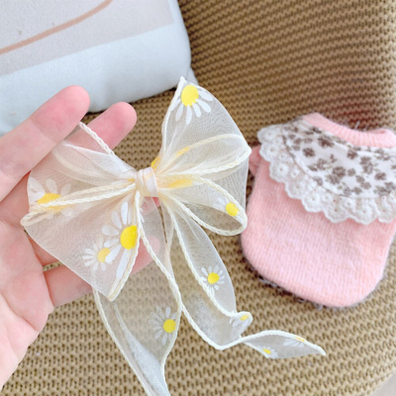 Lemmikloomariided Talvine Sügis Soe Kampsun Kass Magus Bowknot Pullover Keskmine Väike Koer Villane Mantel Pits Lille Särk Puudel Yorkshire