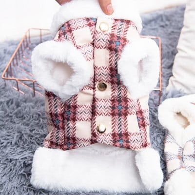 Haine pentru câini pentru Chihuahua Yorkies Teddy Pet Plaid Pisică Vestă de blană artificială Vestă de toamnă Iarnă Vestă pentru animale de companie Jachetă Costume calde pentru câini