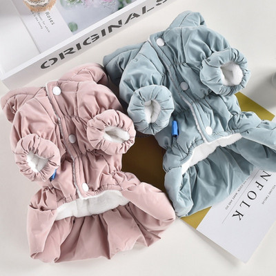Dog Pet Супер топла рокля Winter Puppy Pet Dog Coats Princess Floral Bubble Skirt Dog Cat Hooded Chihuahua Yorkie Clothing