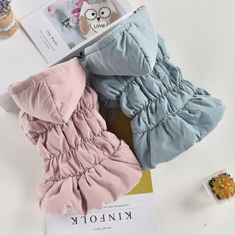 Super teplé šaty pre psov, zimné šteňacie kabáty pre psov, princezná, kvetinová bublinková sukňa, pes, mačka s kapucňou, čivava, yorkshirský teriér