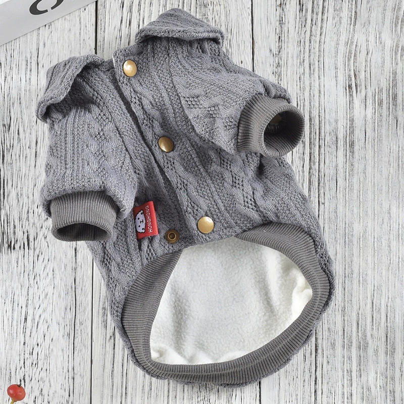 Jesenné a zimné oblečenie pre psov s gombíkovým vzorom, vlnitý pletený sveter, oblečenie pre mačiatka s plyšovým vzorom, malé psy, oblečenie pre psov plemena Pomeranian a Schnauzer.