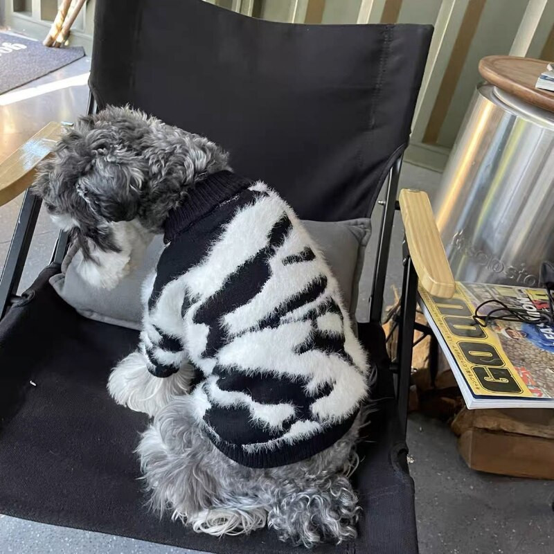 Zebra Stripes sveter pre psov Oblečenie pre domáce zvieratá Zahusťovacie oblečenie pre psov Kostým Francúzsky buldoček Jeseň Zima Biela Čierna Chlapčenský obojok Perro