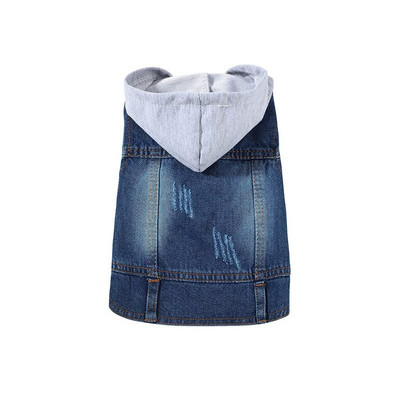 Jarné a jesenné oblečenie pre čivavy, štýlová džínsová bunda pre psov pre malé a stredné psy, yorkshirský šteňací klopový kabát, modrá džínsová mikina s kapucňou