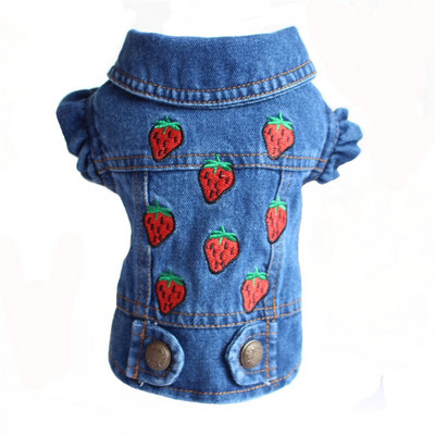 Jarné a jesenné oblečenie pre čivavy, štýlová džínsová bunda pre psov pre malé a stredné psy, yorkshirský šteňací klopový kabát, modrá džínsová mikina s kapucňou