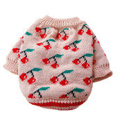 Haina caldă de toamnă și iarnă pentru câini Haina pentru pisici menține caldă și caldă pulover cățeluș cireș Pulover pentru câini