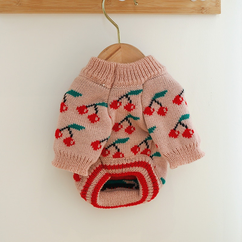 Haina caldă de toamnă și iarnă pentru câini Haina pentru pisici menține caldă și caldă pulover cățeluș cireș Pulover pentru câini