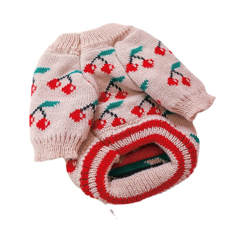 Haina caldă de toamnă și iarnă pentru câini Haina pentru pisici menține caldă și caldă pulover cățeluș cireș Pulover pentru câini