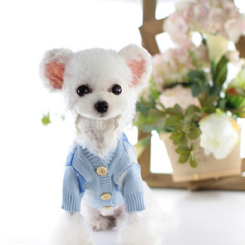 Φθινοπωρινό πουλόβερ για σκύλους Διαμάντι καρό πουλόβερ σκύλου Ζακέτα για σκύλους με κουμπιά κλείσιμο για κουτάβι Ρούχα