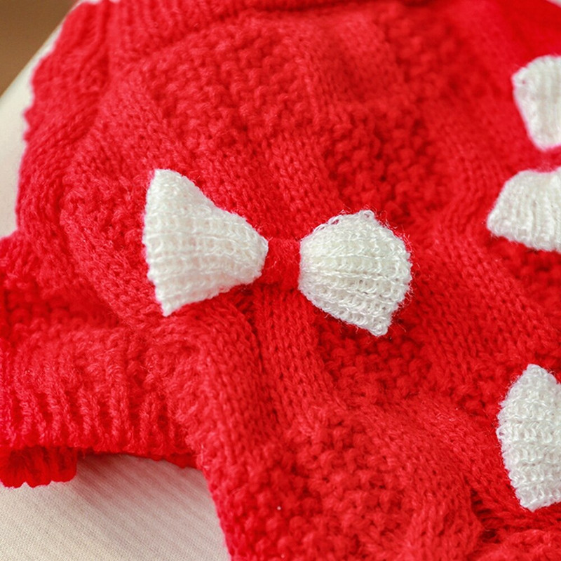 Armas Bowknot koera kampsun soe lemmiklooma kutsikas Väikesed keskmised koerad riided talvekoer kootud mantel jakk Kassi riided kassipoeg pullover