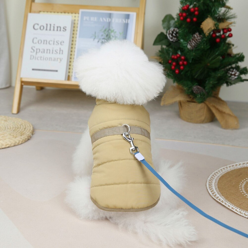 Haina pentru câini de talie mică, căptușită cu lână, haină pentru cățeluș, vreme rece, vreme rece, îmbrăcăminte pentru animale de companie, inel în D, vestă pentru câini, ținute.