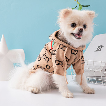 Кучешки пуловер с шапка Зимна мека топла котка Домашен любимец Кученце Пуловер Плетено палто с качулка за малки и средни кучета Облекло Костюми