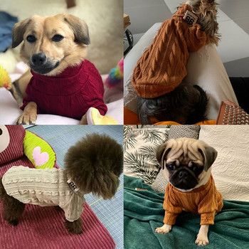 Домашно куче пуловер котка зима мека топла плетена водолазка за малки кучета кученце пуловери яке яке чихуахуа дакел дрехи джъмпер