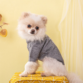 Сив луксозен пуловер за кучета Модни дрехи за домашни любимци за малки кучета Чихуахуа френски булдог кученце плетен зимен пуловер за кучета XS-XXL