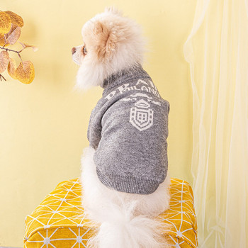 Γκρι πολυτελές πουλόβερ σκύλου Μόδα Ρούχα κατοικίδιων για μικρά σκυλιά Chihuahua Γαλλικό μπουλντόγκ Κουτάβι Πλεκτό Χειμερινό σκύλο Jumper XS-XXL