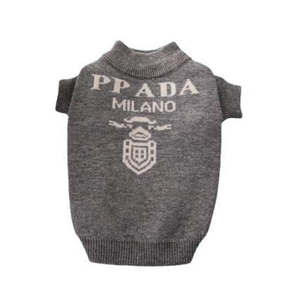 Γκρι πολυτελές πουλόβερ σκύλου Μόδα Ρούχα κατοικίδιων για μικρά σκυλιά Chihuahua Γαλλικό μπουλντόγκ Κουτάβι Πλεκτό Χειμερινό σκύλο Jumper XS-XXL