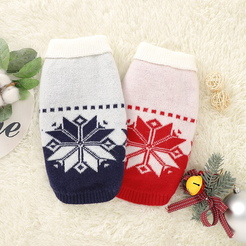 Oblečenie pre domáce zvieratá, módny vianočný štýl, sveter so snehovými vločkami, oblečenie pre domáce zvieratá, oblečenie pre mačky a psov