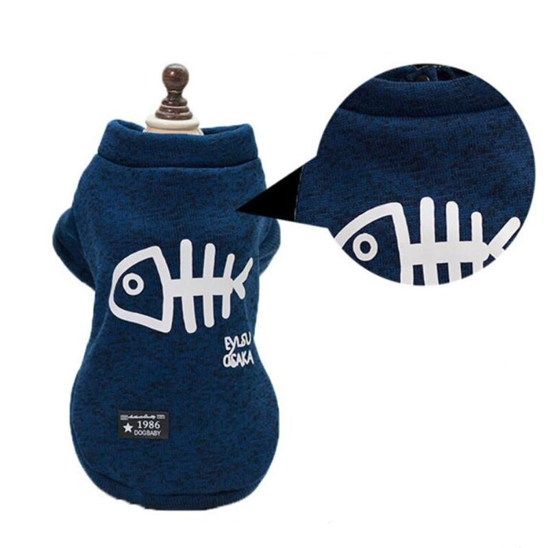 S-XL modni pulover s printom ribljih kostiju za male pse Udoban topli džemper za pse Prekrasna vruća rasprodaja Odjeća za kućne ljubimce