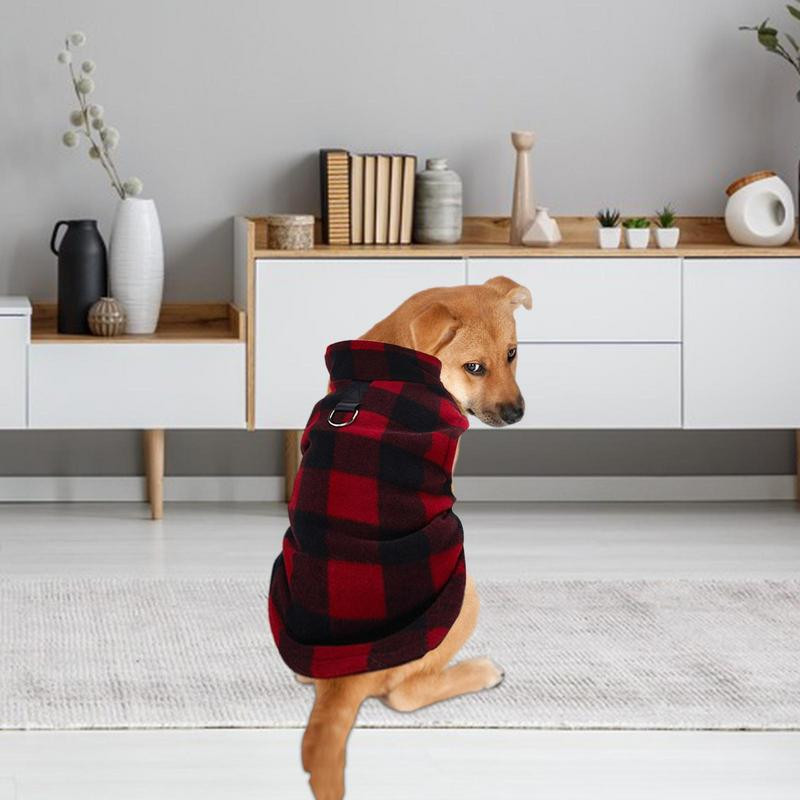 Flísová vesta pre psov, mäkká teplá flísová kockovaná vesta pre psov, sveter pre psov na vnútorné aj vonkajšie použitie, vesta s kabátom pre malé, stredné a veľké psy