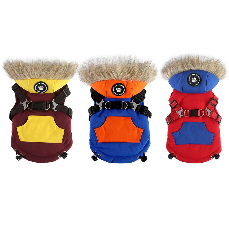 Zimska topla odjeća za kućne ljubimce s kaputom s pojasom Vjetrootporna jakna s kapuljačom za male i srednje pse Odjeća za francuske buldoge Yorkie