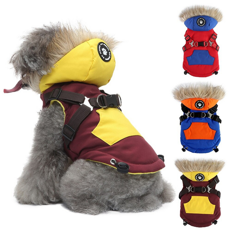 Zimska topla odjeća za kućne ljubimce s kaputom s pojasom Vjetrootporna jakna s kapuljačom za male i srednje pse Odjeća za francuske buldoge Yorkie